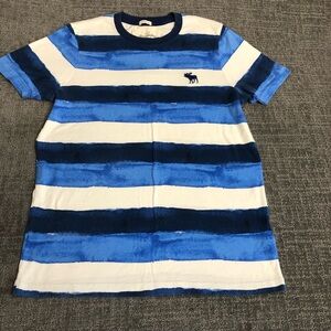 Abercrombie & Fitch Blue and White Striped Tee